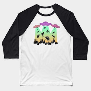 UFOs and Dinosaurs Distressed Baseball T-Shirt